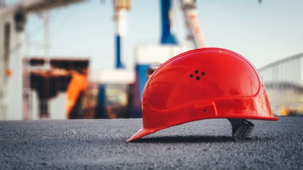 work helmet on the ground