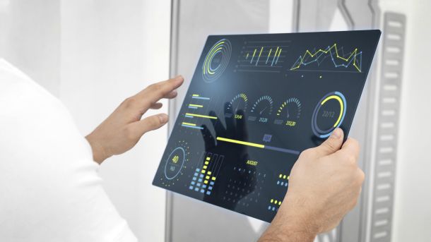 Dashboard displays data about manufacturing operations